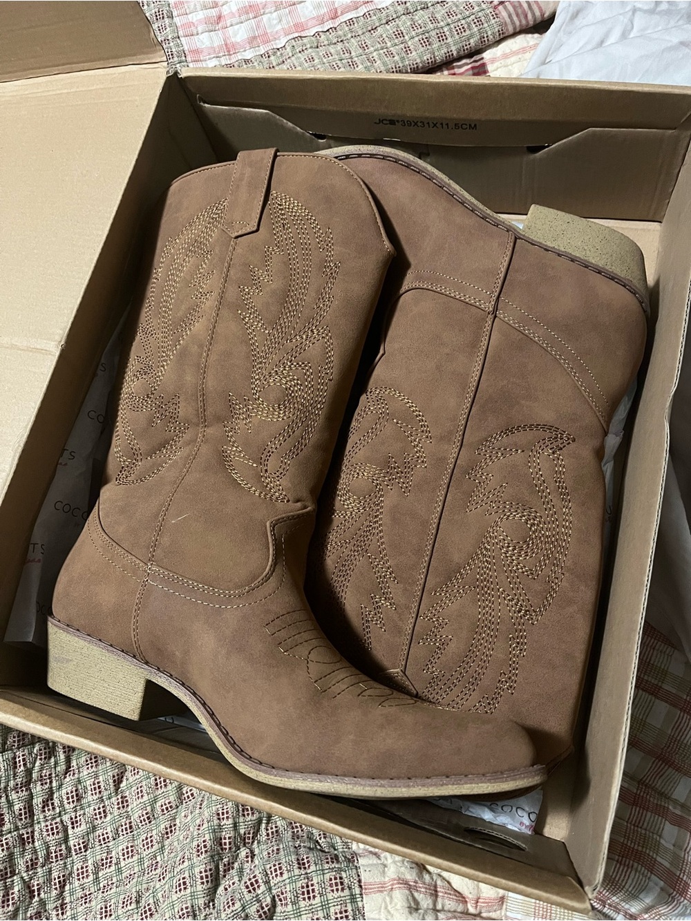 Western Mid-Calf Brown Suede Cowboy Boots